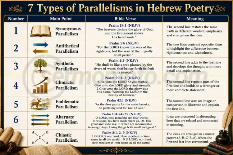 7 Types of Parallelisms in Hebrew Poetry 7 Types of Parallelisms in Hebrew Poetry