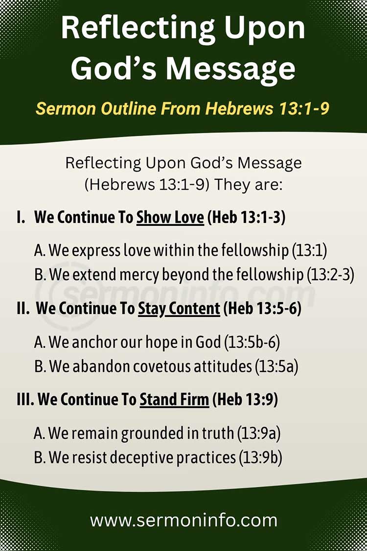 Reflecting Upon God's Message | Sermon Outline From Hebrews 13:1-9