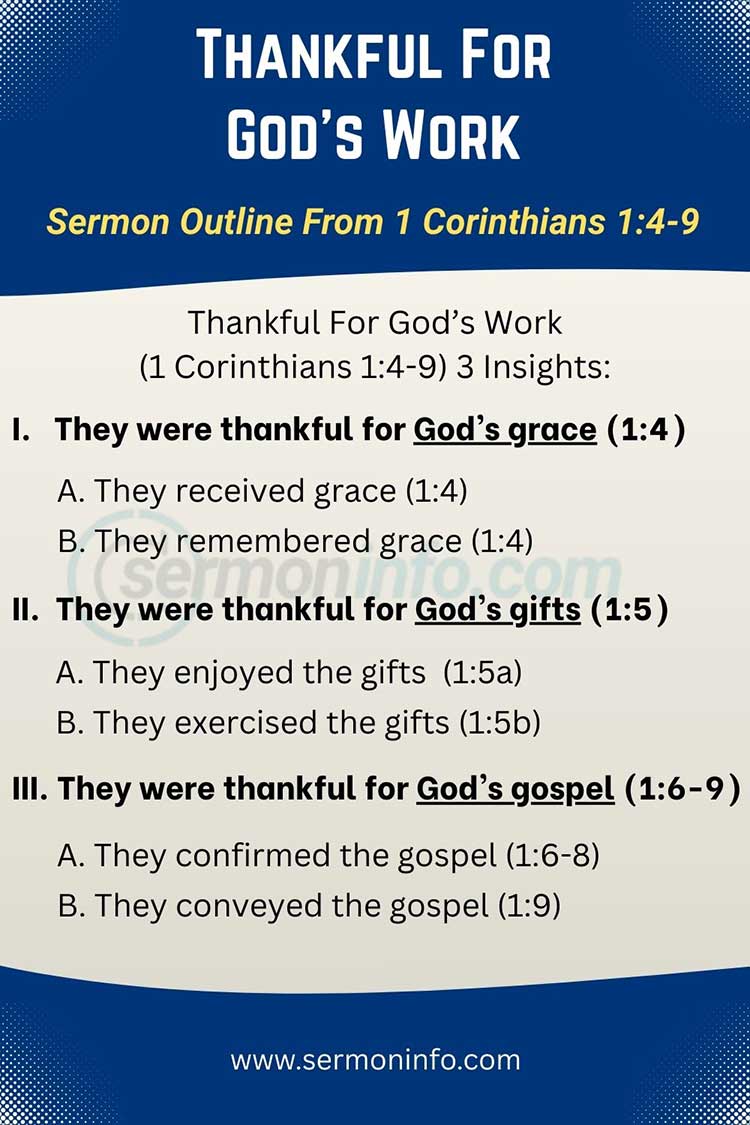 Sermon Outline From 1 Corinthians 1:4-9 | Thankful For God's Work