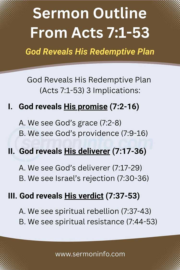 Sermon Outline From Acts 7:1-53 | God Reveals His Redemptive Plan