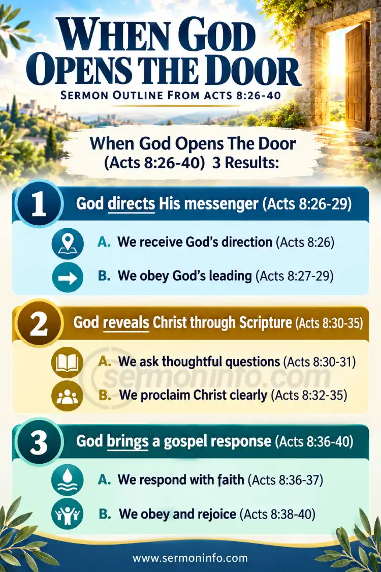 When God Opens The Door | Sermon Outline From Acts 8:26-40 When God Opens The Door | Sermon Outline From Acts 8:26-40