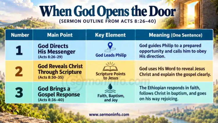When God Opens The Door | Sermon Outline From Acts 8:26-40 When God Opens The Door | Sermon Outline From Acts 8:26-40
