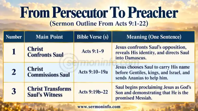From Persecutor To Preacher | Sermon Outline From Acts 9:1-22 From Persecutor To Preacher | Sermon Outline From Acts 9:1-22
