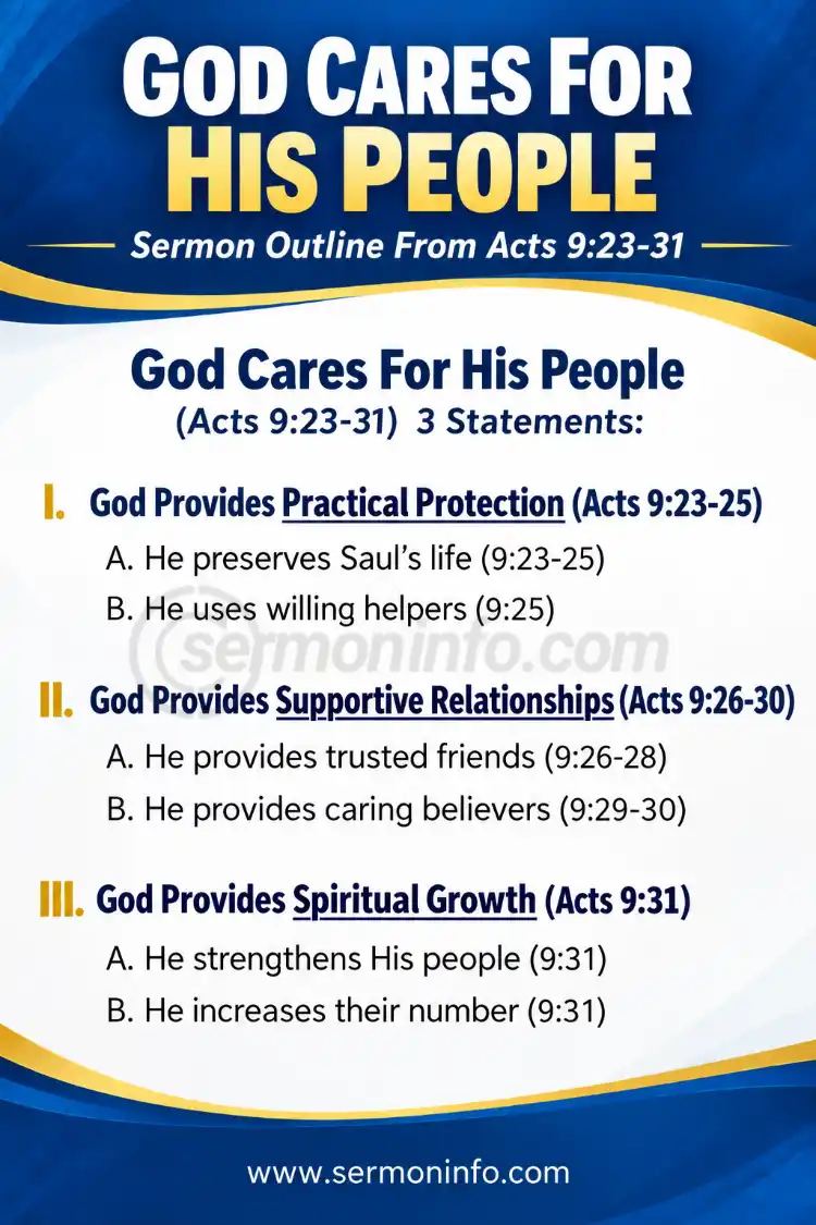 God Cares For His People | Sermon Outline From Acts 9:23-31 God Cares For His People | Sermon Outline From Acts 9:23-31