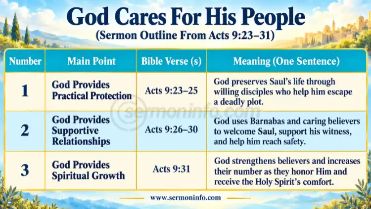 God Cares For His People | Sermon Outline From Acts 9:23-31 God Cares For His People | Sermon Outline From Acts 9:23-31