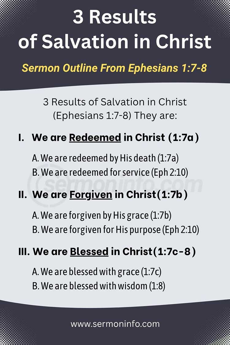 Sermon Outline From Ephesians 1:7-8 | 3 Results of Salvation in Christ