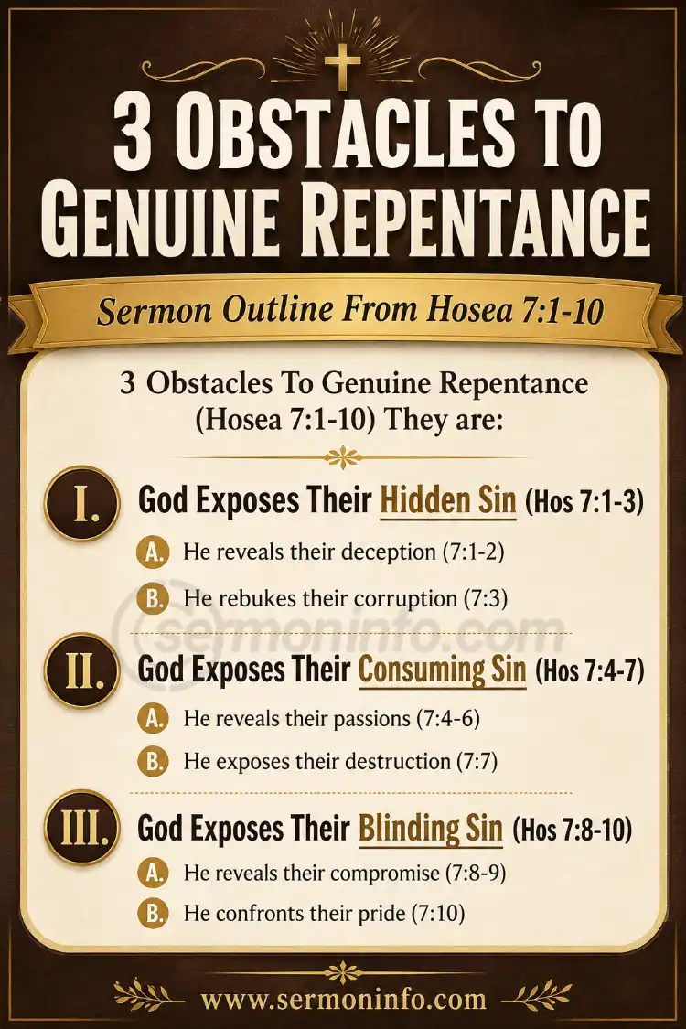 Sermon Outline From Hosea 7:1-10 | 3 Obstacles To Genuine Repentance Sermon Outline From Hosea 7:1-10 | 3 Obstacles To Genuine Repentance
