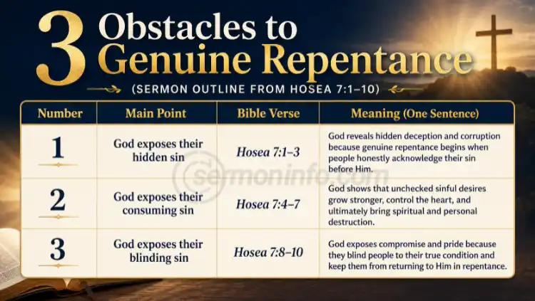 Sermon Outline From Hosea 7:1-10 | 3 Obstacles To Genuine Repentance Sermon Outline From Hosea 7:1-10 | 3 Obstacles To Genuine Repentance