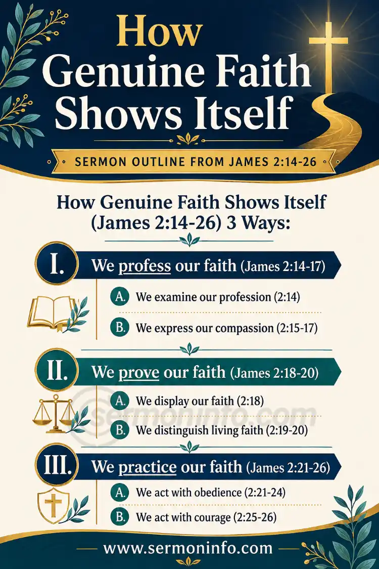 How Genuine Faith Shows Itself | Sermon Outline From James 2:14-26 How Genuine Faith Shows Itself | Sermon Outline From James 2:14-26