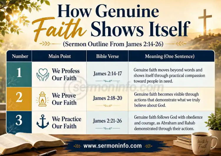 How Genuine Faith Shows Itself | Sermon Outline From James 2:14-26 How Genuine Faith Shows Itself | Sermon Outline From James 2:14-26