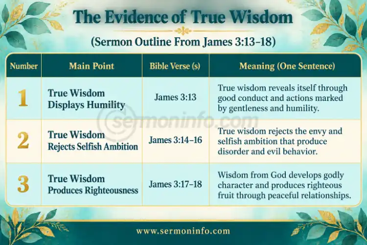 Sermon Outline From James 3:13-18 | The Evidence of True Wisdom Sermon Outline From James 3:13-18 | The Evidence of True Wisdom