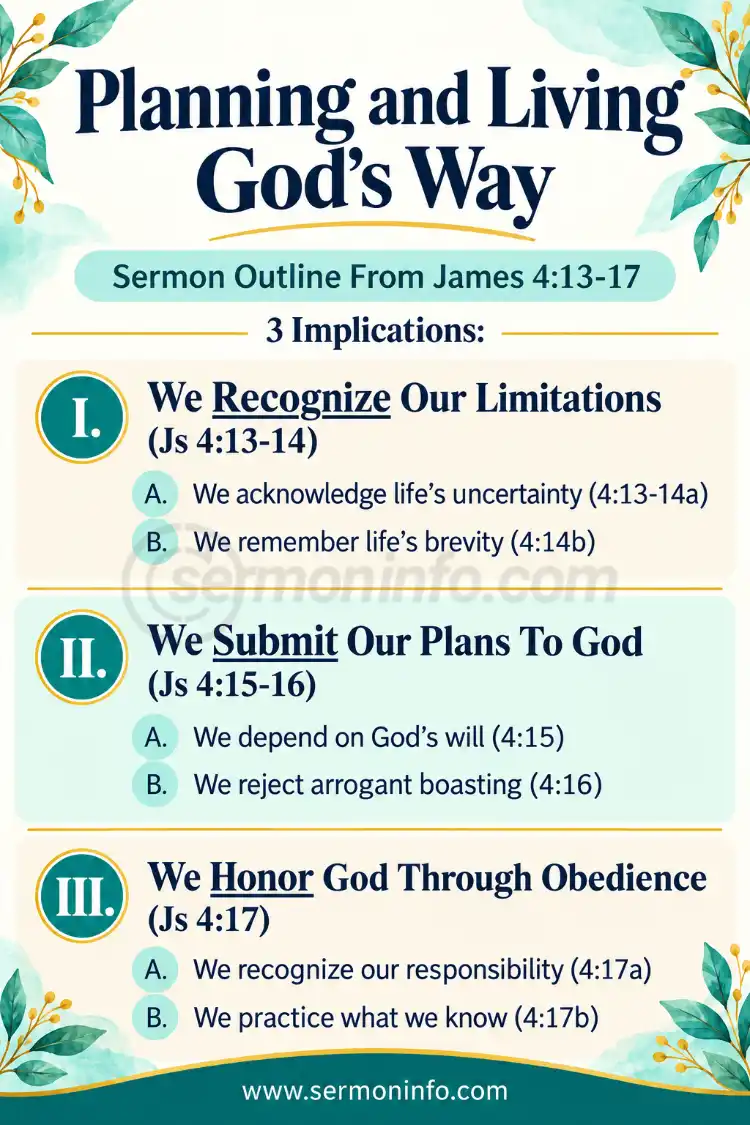 Planning and Living God's Way | Sermon Outline From James 4:13-17 Planning and Living God's Way | Sermon Outline From James 4:13-17