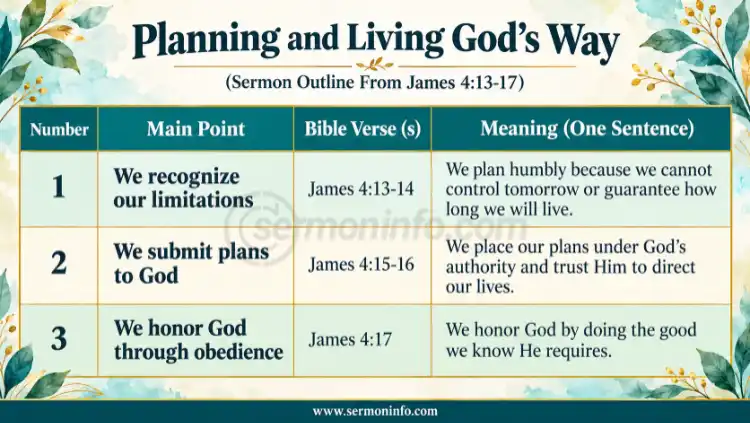 Planning and Living God's Way | Sermon Outline From James 4:13-17 Planning and Living God's Way | Sermon Outline From James 4:13-17