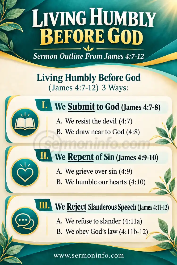 Living Humbly Before God | Sermon Outline From James 4:7-12 Living Humbly Before God | Sermon Outline From James 4:7-12