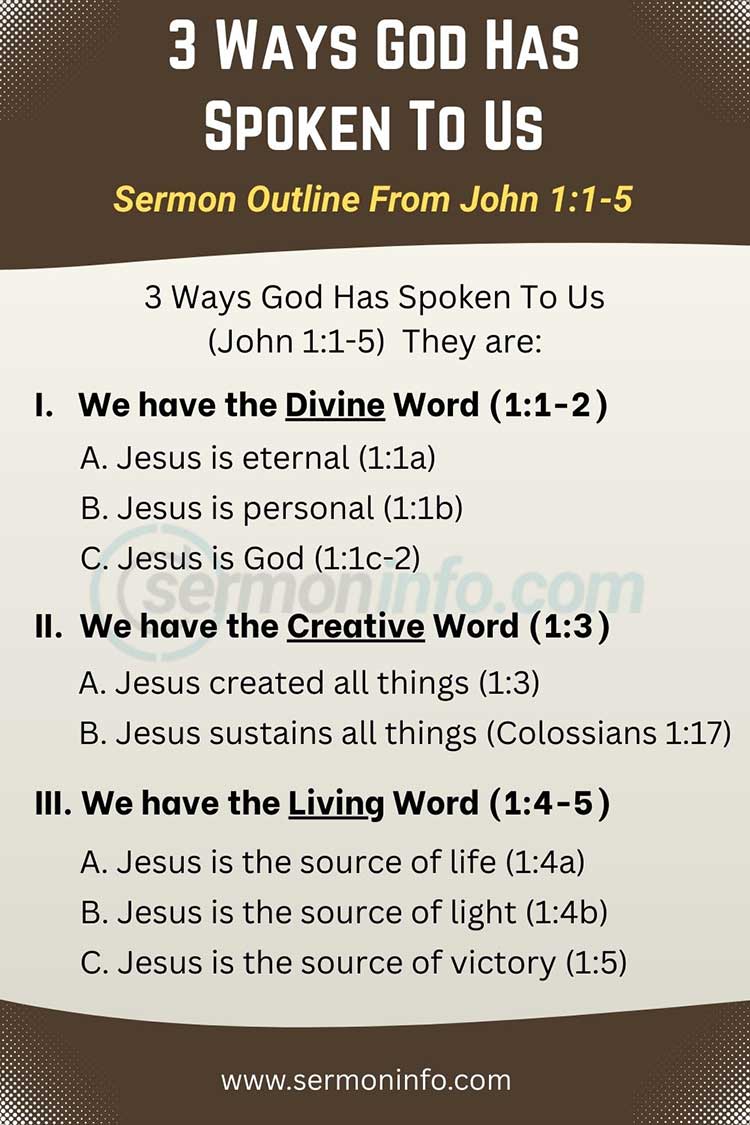 Sermon Outline From John 1:1-5 | 3 Ways God Has Spoken To Us Sermon Outline From John 1:1-5 | 3 Ways God Has Spoken To Us
