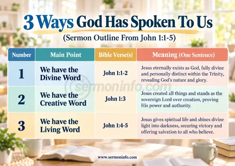Sermon Outline From John 1:1-5 | 3 Ways God Has Spoken To Us