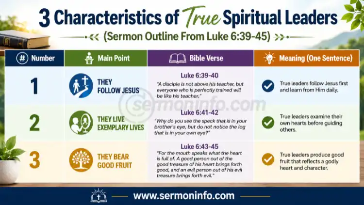Sermon Outline From Luke 6:39-45 | 3 Characteristics of True Spiritual Leaders Sermon Outline From Luke 6:39-45 | 3 Characteristics of True Spiritual Leaders