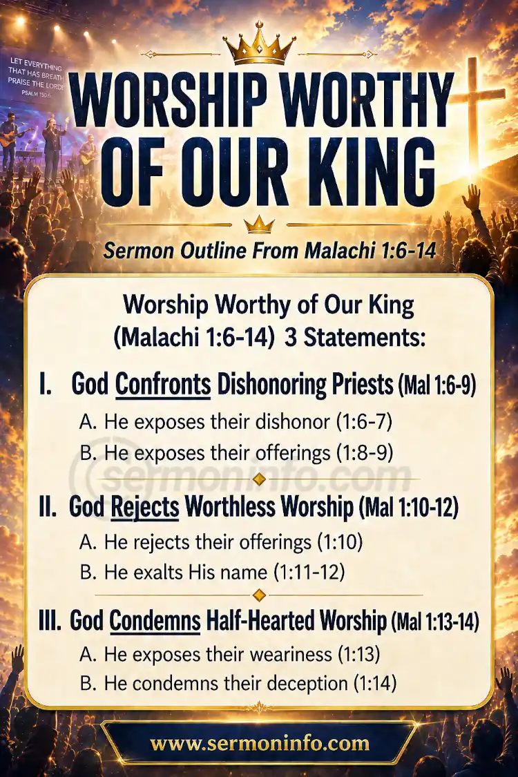 Sermon Outline From Malachi 1:6-14 | Worship Worthy of Our King Sermon Outline From Malachi 1:6-14 | Worship Worthy of Our King