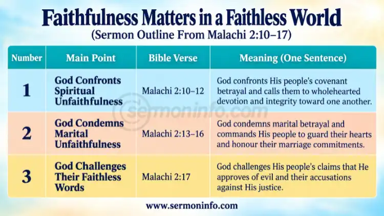 Sermon Outline From Malachi 2:10-17 | Faithfulness Matters in a Faithless World Sermon Outline From Malachi 2:10-17 | Faithfulness Matters in a Faithless World