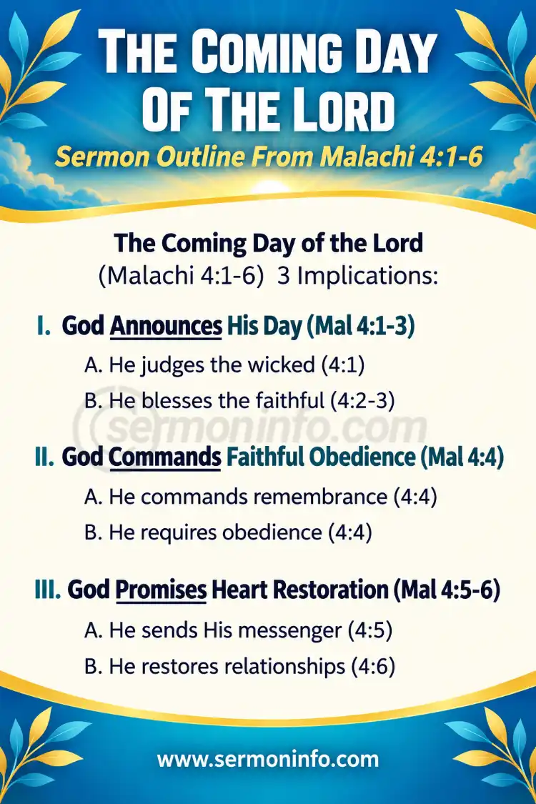 The Coming Day of the Lord | Sermon Outline From Malachi 4:1-6 The Coming Day of the Lord | Sermon Outline From Malachi 4:1-6