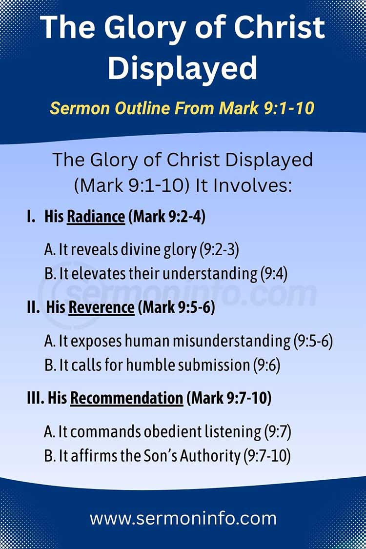 Sermon Outline From Mark 9:1-10 | The Glory of Christ Displayed