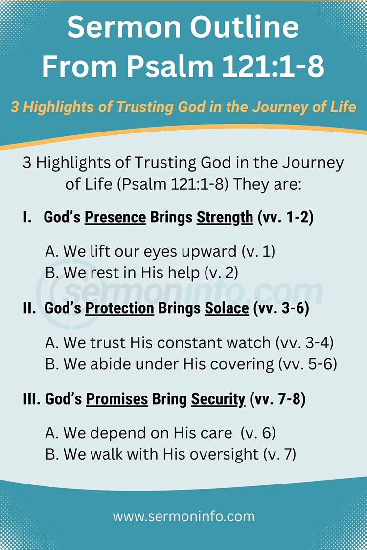 Sermon Outline From Psalm 121:1-8 | 3 Highlights of Trusting God in the Journey of Life Sermon Outline From Psalm 121:1-8 | 3 Highlights of Trusting God in the Journey of Life
