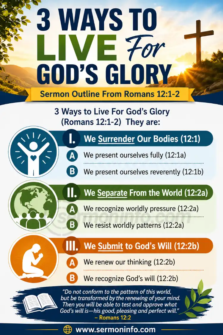Sermon Outline From Romans 12:1-2 | 3 Ways To Live For God’s Glory