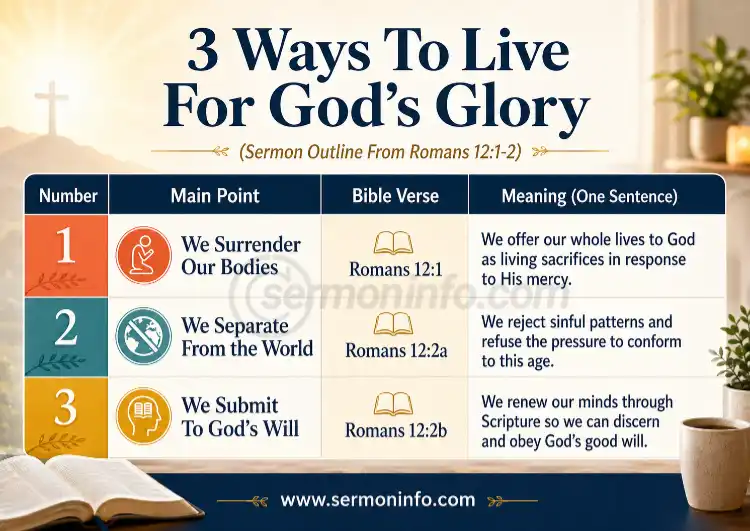 Sermon Outline From Romans 12:1-2 | 3 Ways To Live For God’s Glory