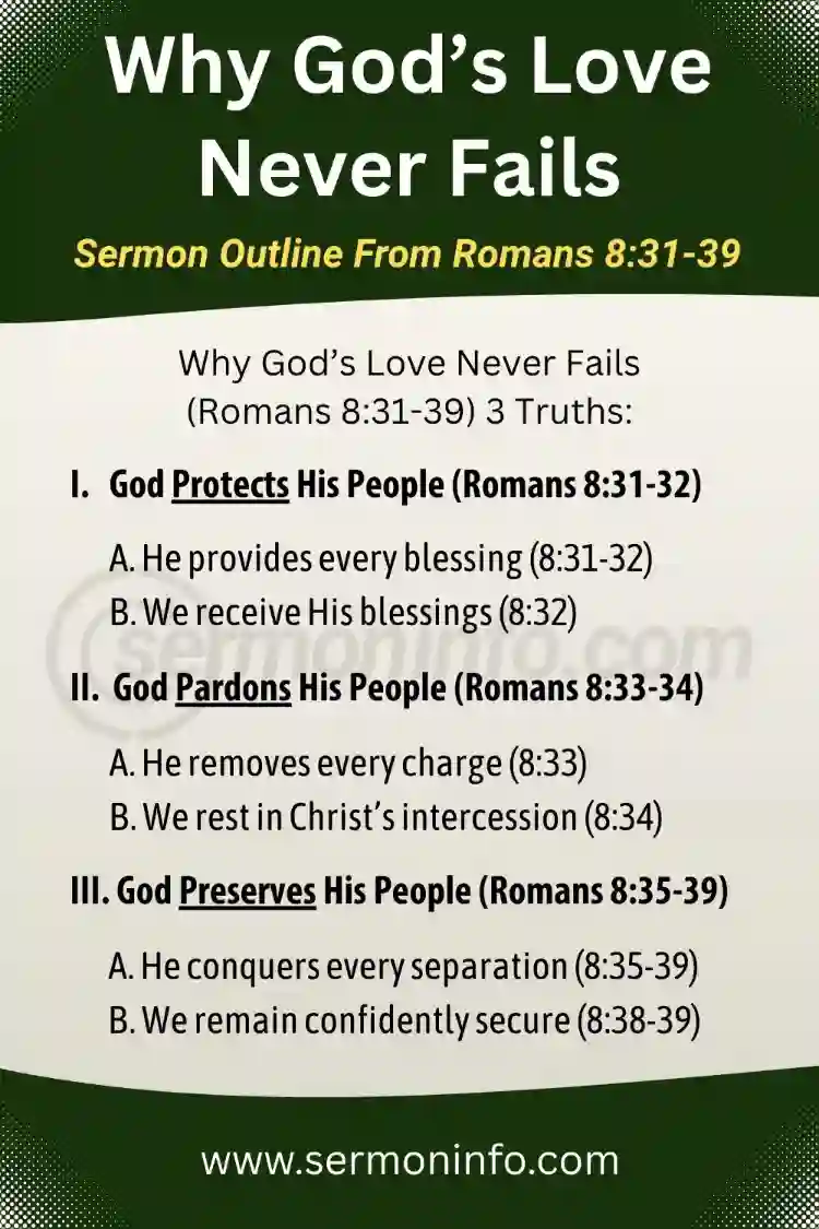 Why God's Love Never Fails | Sermon Outline From Romans 8:31-39